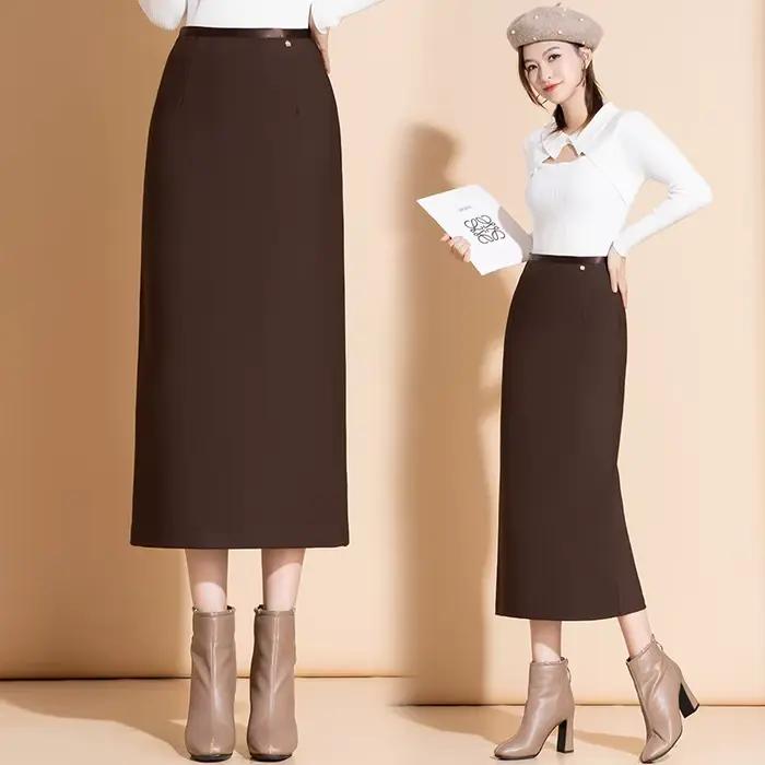 ZUZK printemps nouvelle jupe droite femmes taille élastique