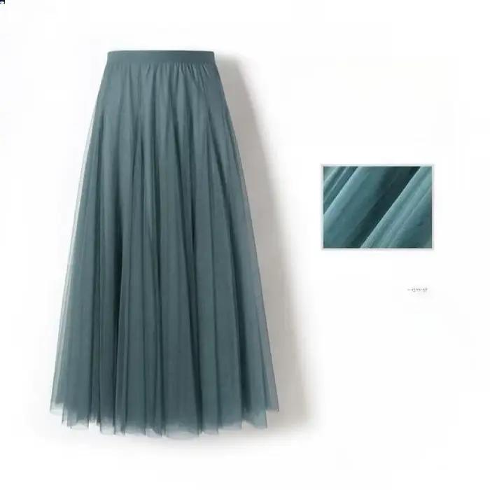 Jupe plissée évasée en mousseline polyester pour femmes style féerique longueur mi-longue occasions spéciales et quotidiennes