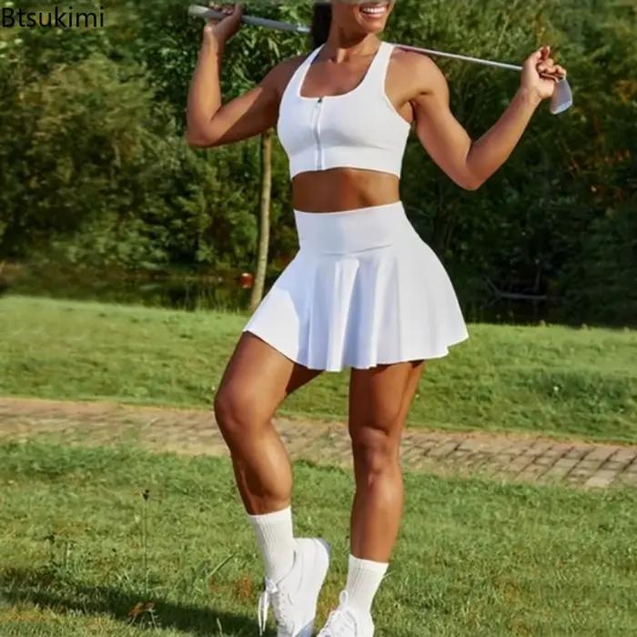 Nouvelle jupe de tennis taille haute pour femme