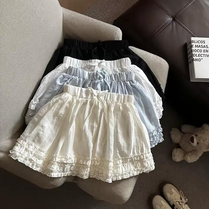 Jupe Femme Été 2026 Taille Haute Décontractée à Bord Volanté Effet Fluffy Coupe Trapèze