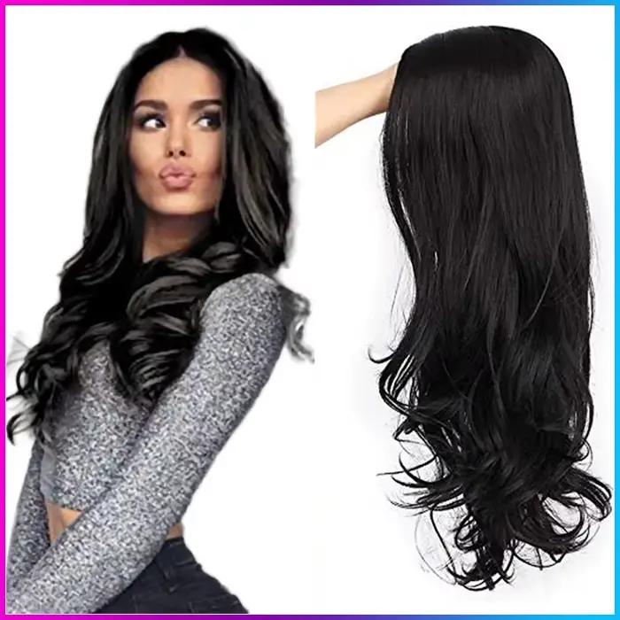 Perruque synthétique longue ondulée bouclée pour femme, aspect naturel, fibre de degré de chaleur pour 03/3