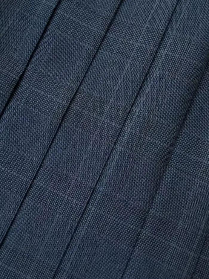 Mode 100% laine jupe plissée pour les femmes de haute qualité contraste taille élastique presse pli genou longueur gris jupes à carreaux dame 2025