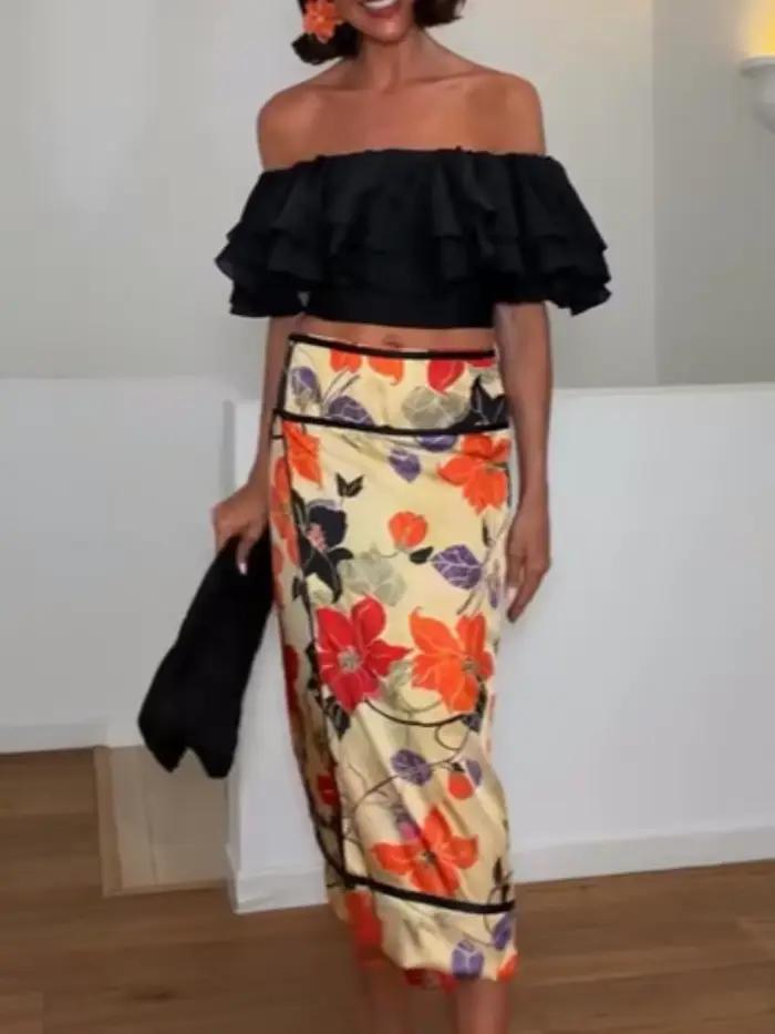 Jupe asymétrique à volants polyester décontractée pour femmes mode été 2026 occasions spéciales sorties travaux festive