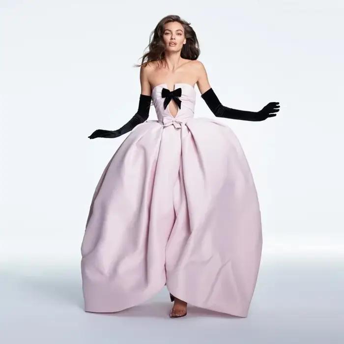 Nouvelle Robe de Bal Longue à Nœud et Fente Avant