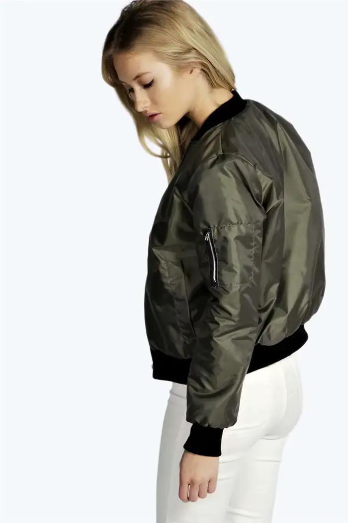 Automne nouvelles vestes courtes pour femmes Vintage haute rue col rond Bomber femme mode fermeture éclair à manches longues manteau femme
