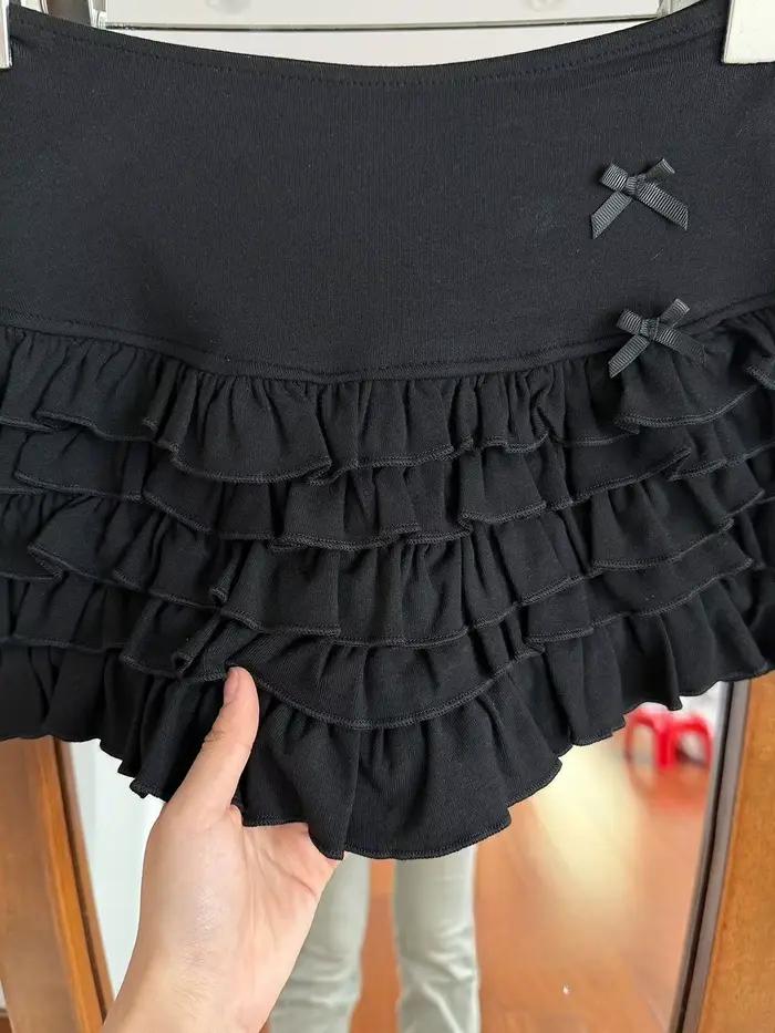 Jupe courte Harajuku Kawaii Y2K à volants en dentelle pour femme