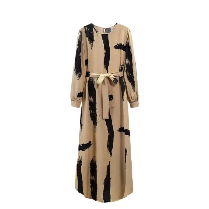 Robe longue musulmane du Moyen-Orient pour femmes, robe turque avec ceinture, robe pour femmes, vêtements modestes à la mode, fabrication chinoise