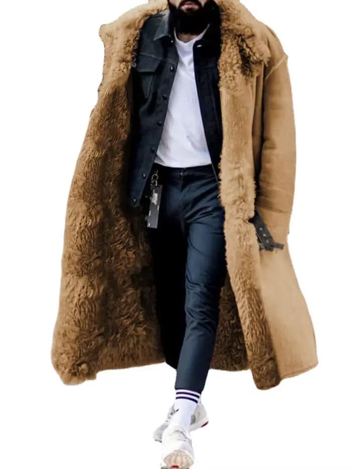 Manteau en fausse fourrure pour hommes, veste longue, 4 couleurs, 8 tailles, Parka chaude d'hiver, vêtements d'extérieur, offre spéciale