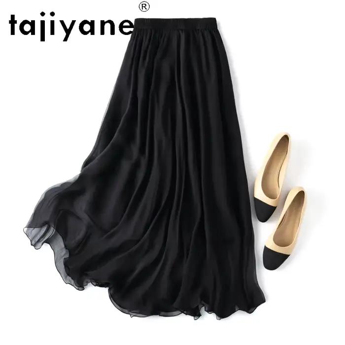 TAJIYANE 100% jupe en soie de mûrier mode jupes longues noires nouveautés