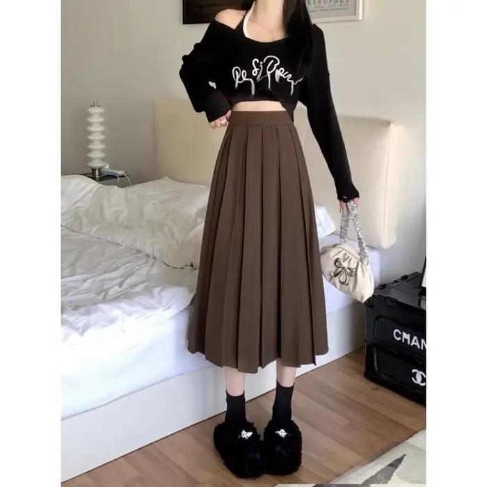 Jupes modestes pour femmes Style coréen jupe longue noire