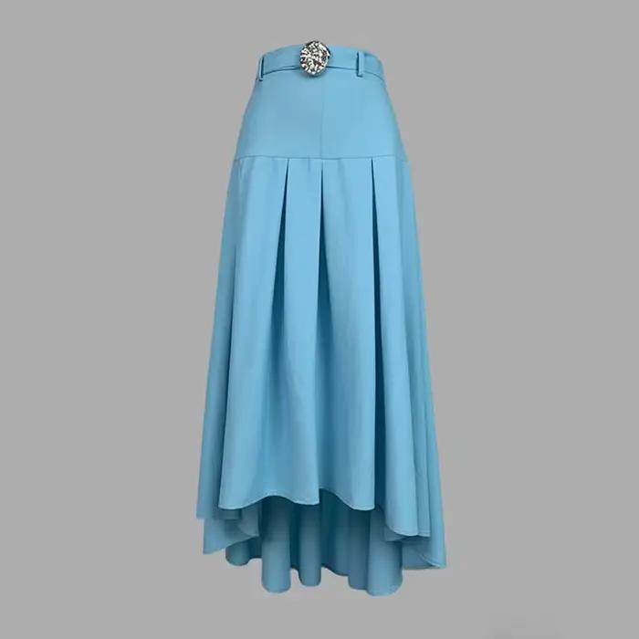 Krisstargirl jupe Maxi à ourlet haut et bas pour femme 2025 printemps/été et automne coton lin