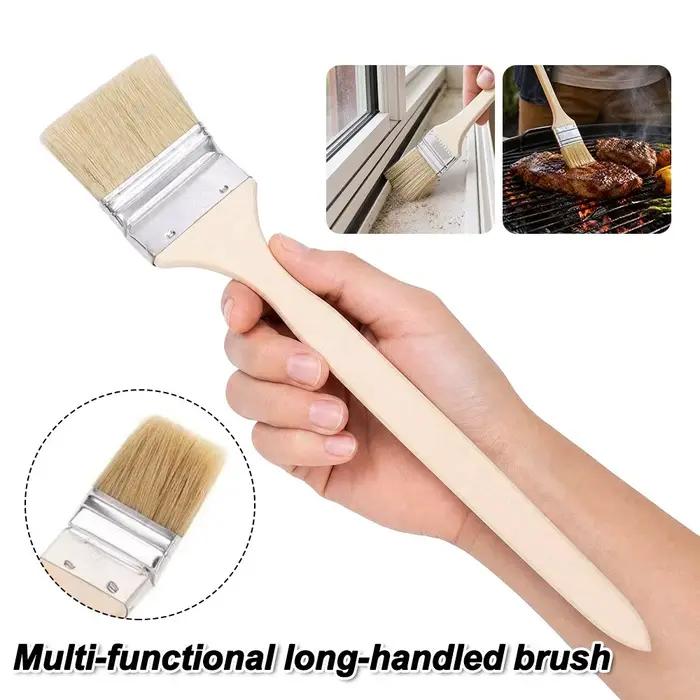 Nouvelle brosse à peinture marine à long manche, manche en bois massif, forme coudée, brosse à peinture murale, poils de porc mélangés, brosse pour barbecue, arts et artisanat