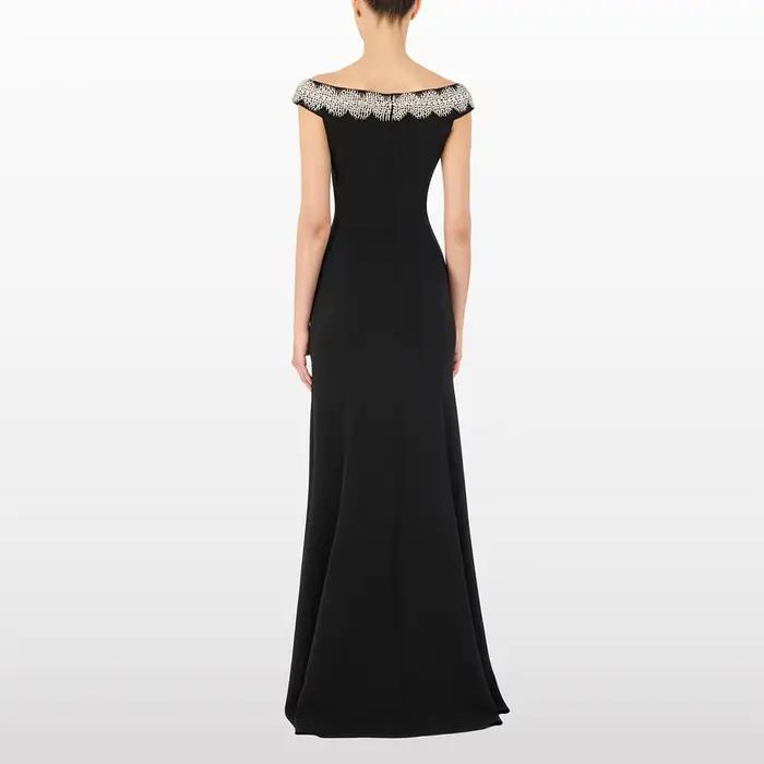 Robe de soirée noire classique sirène avec soutien-gorge intégré pour femmes élégantes, soirées officielles, mariages et galas
