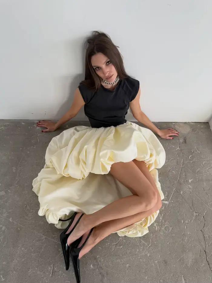 Jupes longues asymétriques jaune clair pour femmes