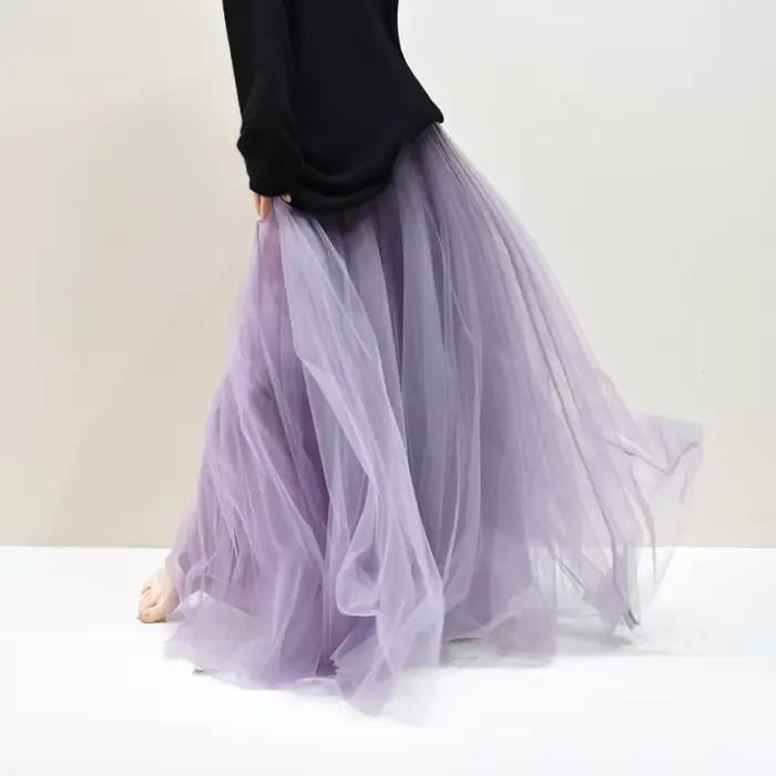 Jupe midi féerique taille haute ajustée, jupe en tulle de danse printemps 2026