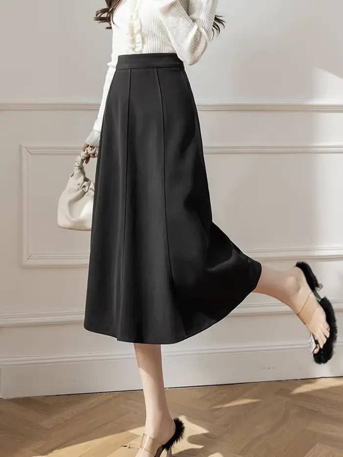 2025 laine automne hiver jupe femme élégante a-ligne bureau parapluie longues jupes taille haute épissé marron noir