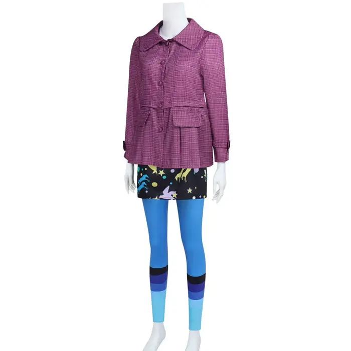 Déguisement Luna Lovegood Complet Costume "Loufoca" Veste Rose Jupe Imprimée Legging Bleu Tenue Halloween pour Femmes