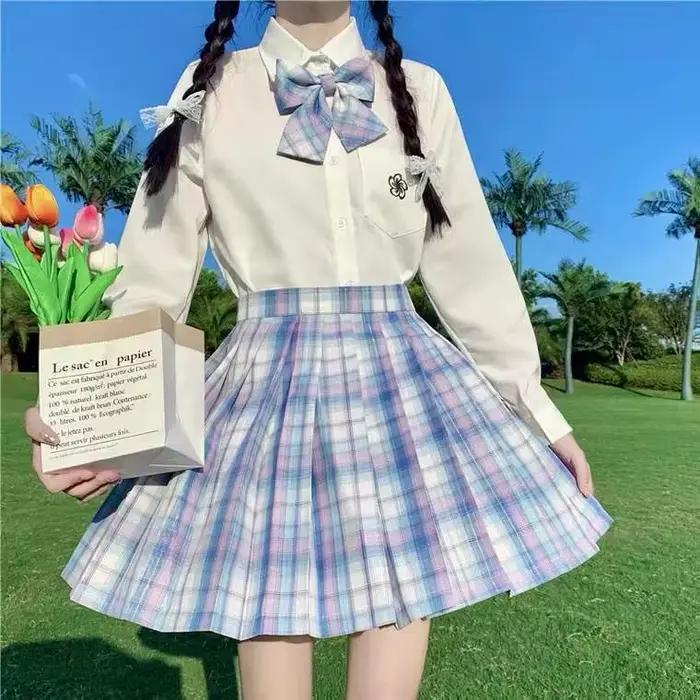 Jupe plissée rayée JK avec nœud papillon pour filles de 3 à 12 ans