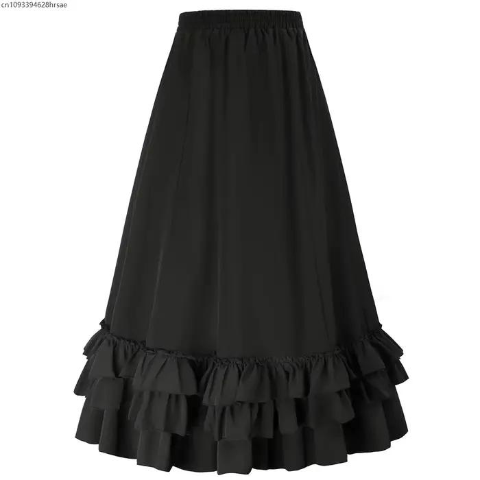 Femmes Steampunk gâteau jupe Rock gothique avec cravate cintrée Vintage victorien fête femme plis décontracté nouvelle