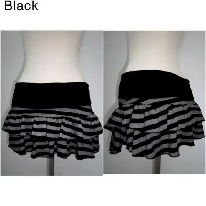 Nouvelle jupe courte trapèze Y2K sexy à rayures et blocs de couleur pour femme 2026