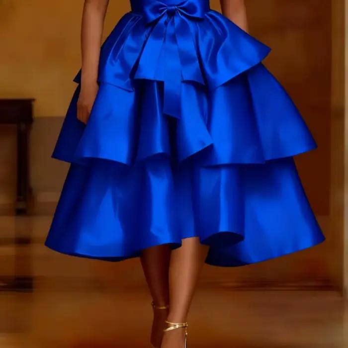 Jupe satinée une ligne avec volants pour femmes, élégante et polyvalente pour les occasions spéciales comme Noël, mariage et annivérsaire