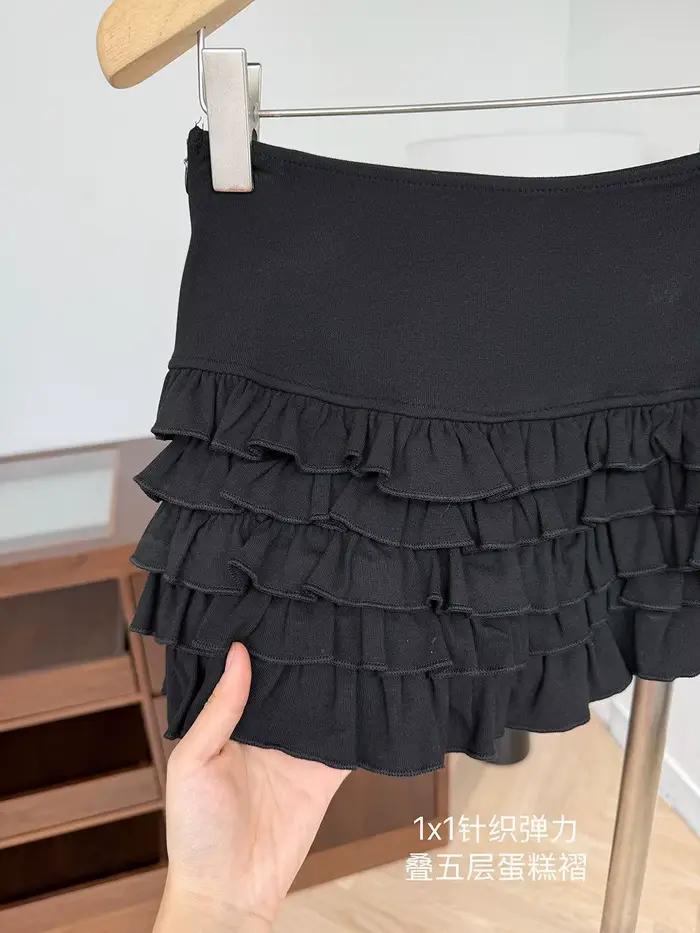 Jupe courte Harajuku Kawaii Y2K à volants en dentelle pour femme