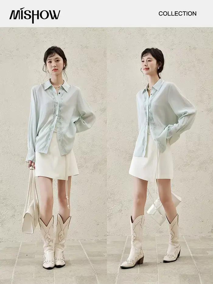MISHOW jupe courte femmes 2025 printemps été solide a-ligne taille haute jupes minces femme nouvelle mode vêtements polyvalents MXE12B0655