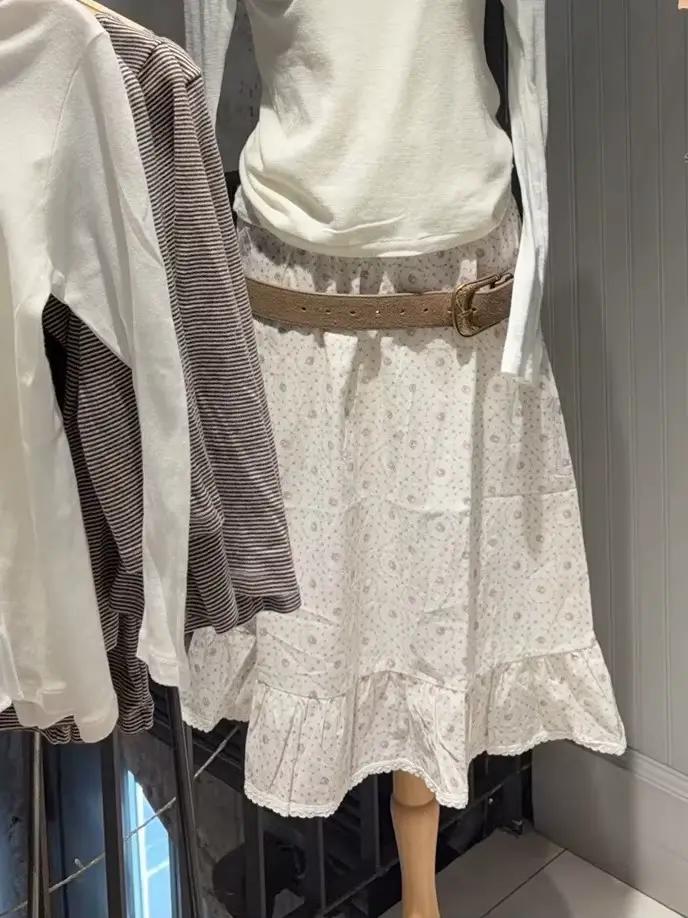 Jupe trapèze taille haute à motif floral violet pour femme