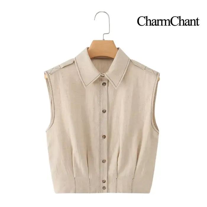 CHARMCHANT Ensemble jupe élégante en lin pour femme