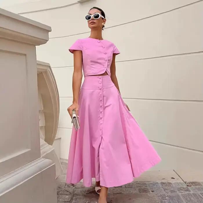Ensemble jupe longue élégante style français pour femme