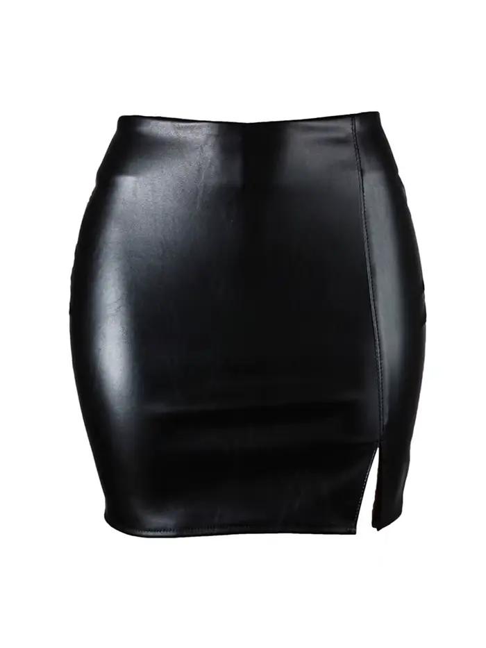 2025 femmes en cuir nuit Clubwear jupes été couleur Pure