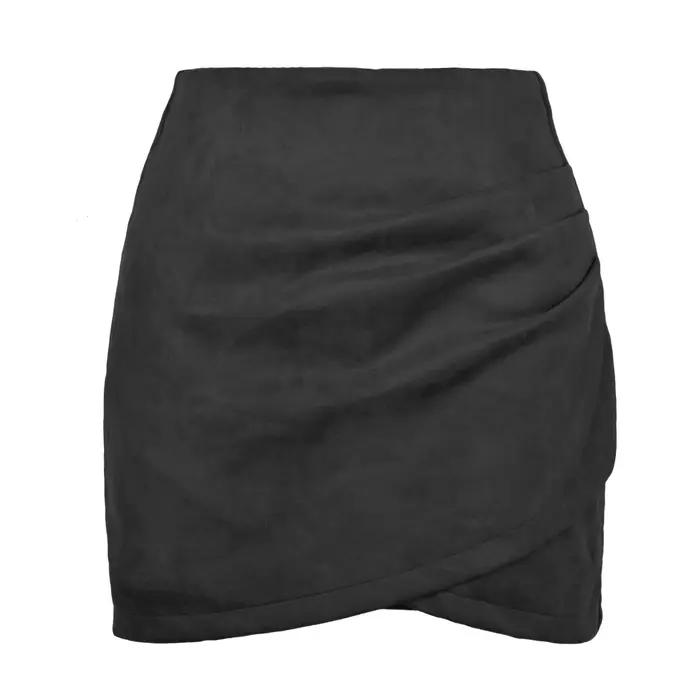 Daim Jupes Irrégulières Femmes D'été Haute artificiel astique Taille Plissée Fermeture Éclair Jupe LDY-WW5165
