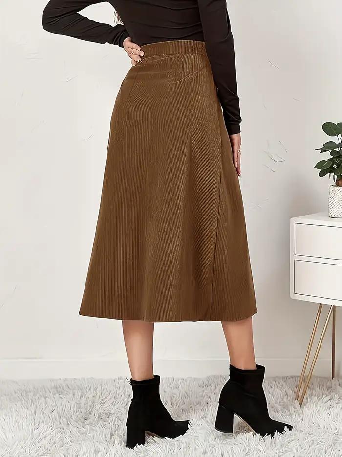 Demi-jupe tissée élégante marron foncé pour femmes
