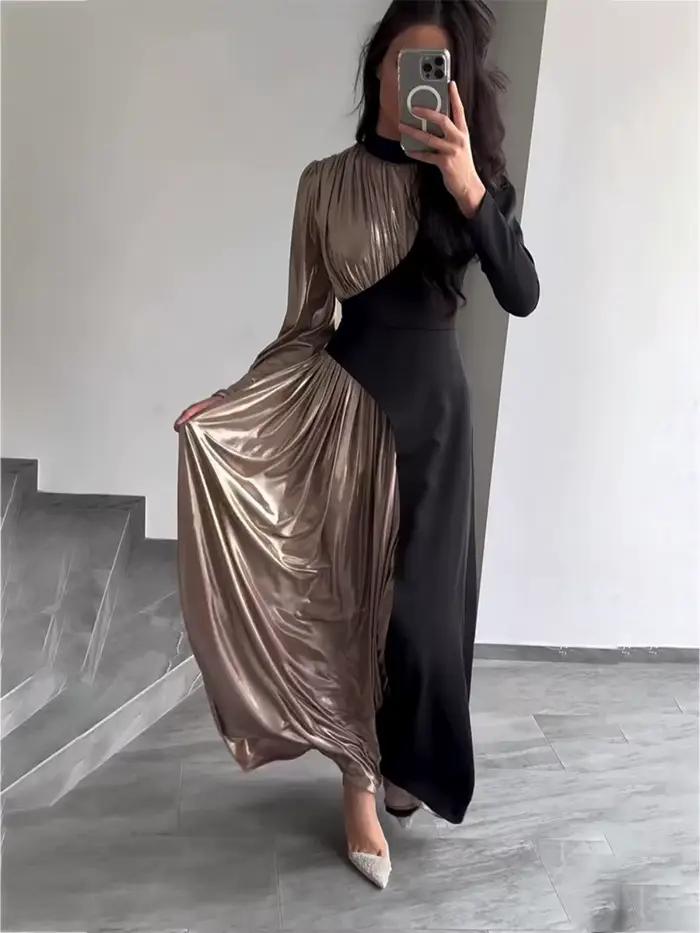 Robe de soirée longue ligne asymétrique, à la mode, encolure haute, robe de bal, célébrité, vêtements de Cocktail pour femmes, en Stock, S-2XL