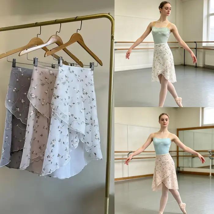 Jupe de danse en mousseline blanche élégante pour danseuses de ballet de 6 à 17 ans avec tailles disponibles de 110cm à 170cm
