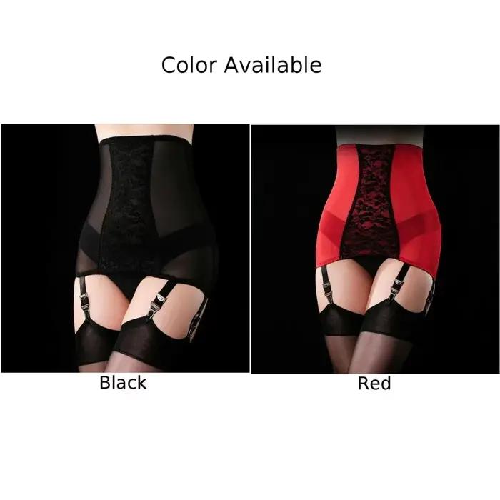 Jupe transparente en dentelle rouge/noire pour femmes