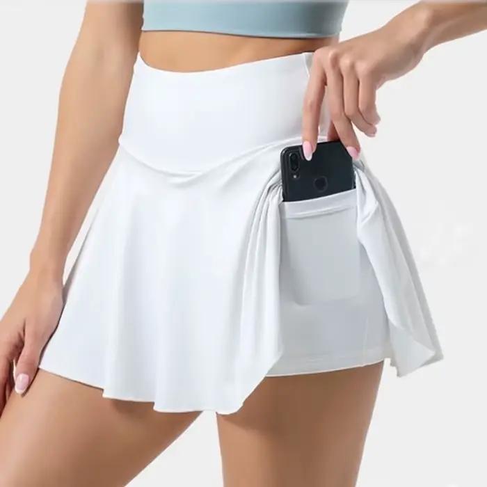 Été femmes jupe plissée Tennis Golf taille haute Sport Fitness Shorts séchage rapide athlétique course courte gymnastique jupe-short poche