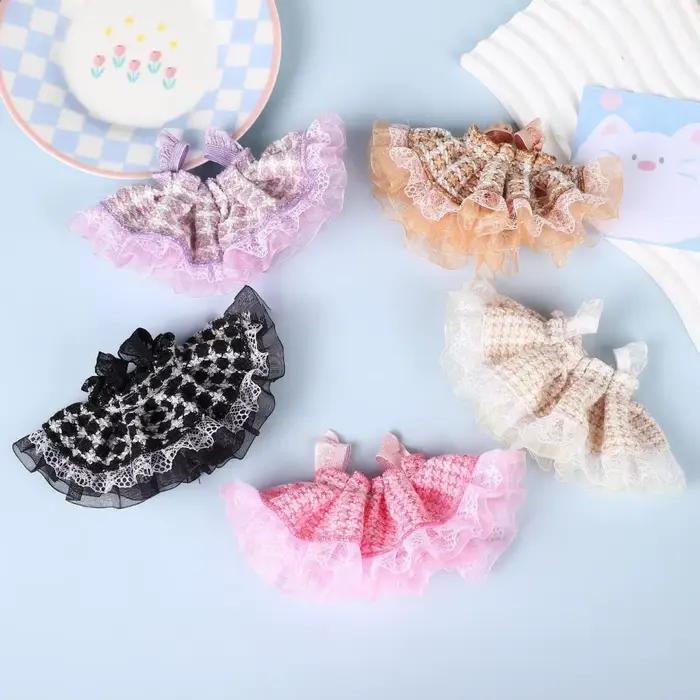 Jupe en dentelle mignonne pour enfants, accessoires de beurre de coton, jupe à bretelles en peluche, habillage de bricolage, cadeau de jouets pour enfants, 10cm-15cm