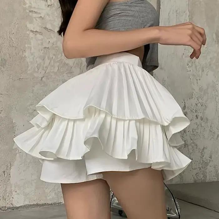 Jupe gâteau plissée doublée de mode pour femmes été nouveau doux taille haute jupes moelleuses pour dames Style Simple