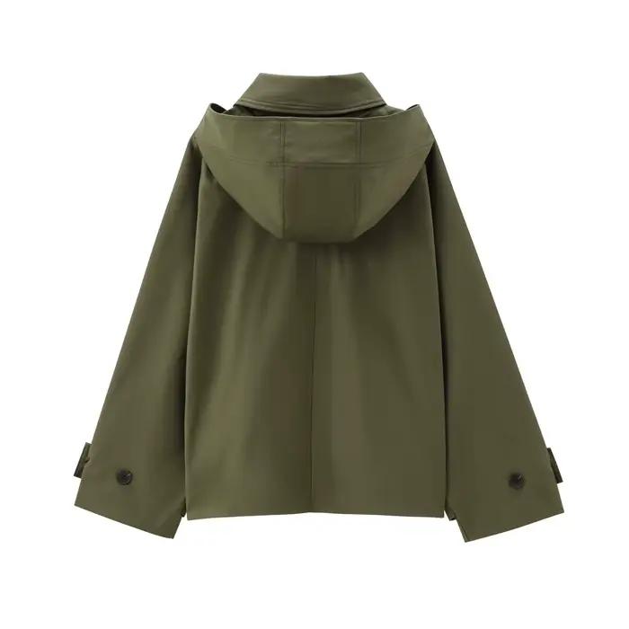 MUJER Trench Coat à capuche pour femme Coupe-vent à manches longues pour femme Nouveau en manteaux et vestes pour femme Manteaux d'hiver Femme Trench