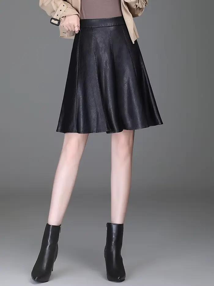 ZUZK femmes Pu cuir jupe courte printemps automne dame taille haute tout-Match