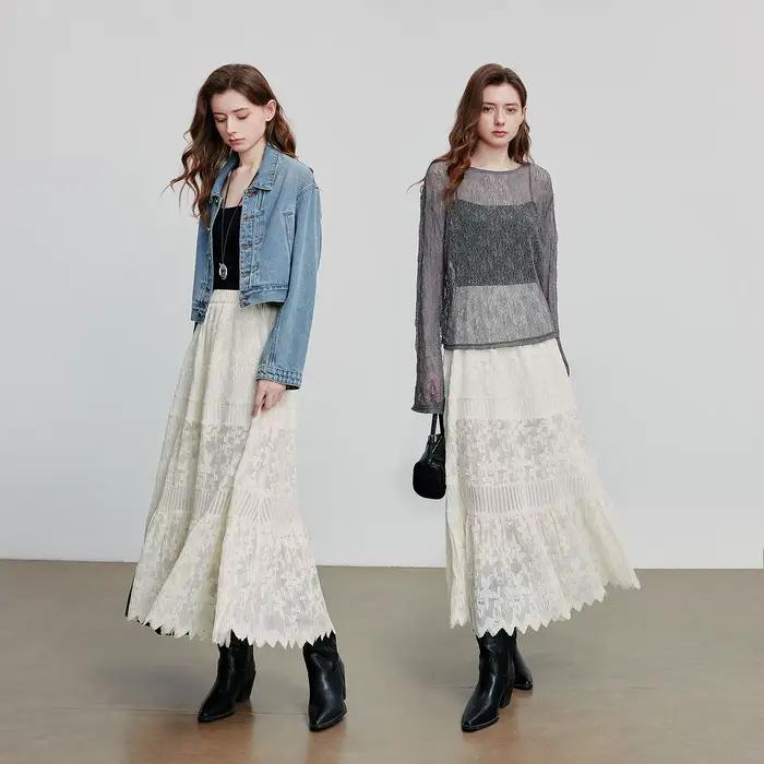TOYOUTH femmes dentelle jupe 2025 automne nouveau Style Boho