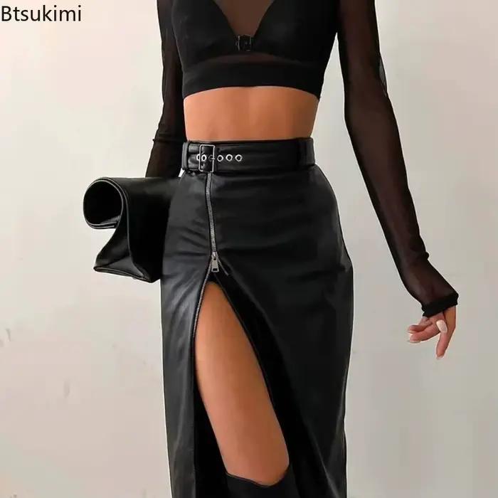 Nouvelles jupes en cuir PU ajustées pour femmes