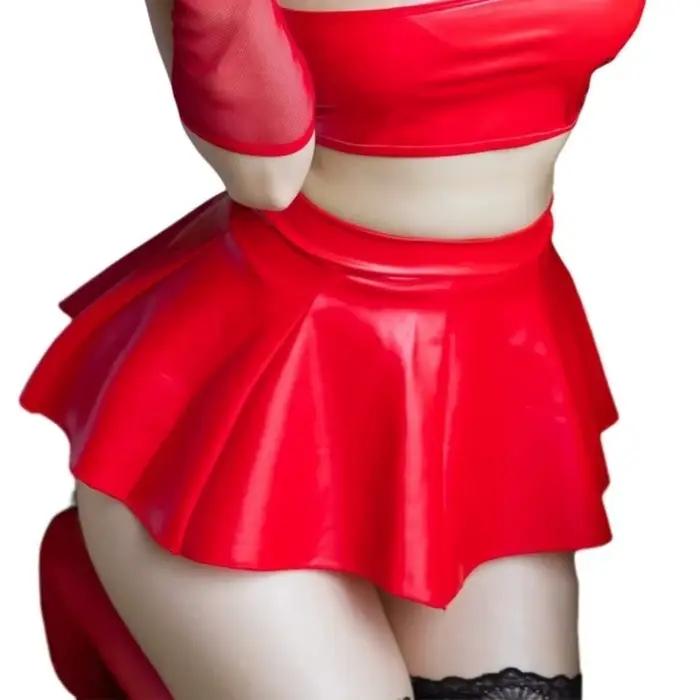 Mini jupe plissée en cuir PU pour femmes, tenue sexy, tenue de club, 449B