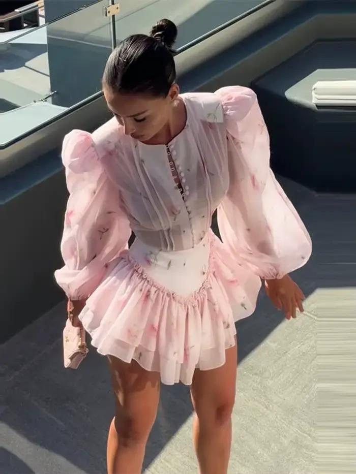 Jupe mini fluide à volants superposés pour femme