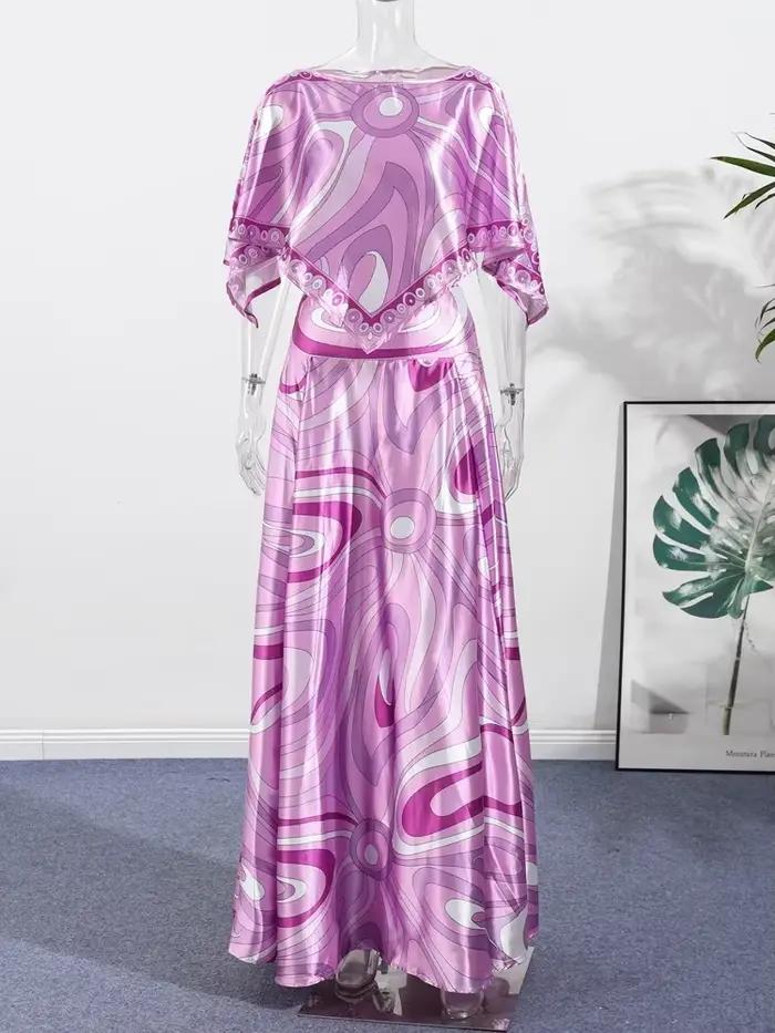 Bohème imprimé chemise jupe costumes femmes Vintage irrégulière à manches longues haut femme ensembles taille haute
