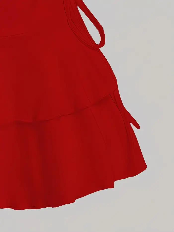 Jupe courte décontractée à volants pour femme - Jupe-short évasée à cordon de serrage latéral multi-occasions pour