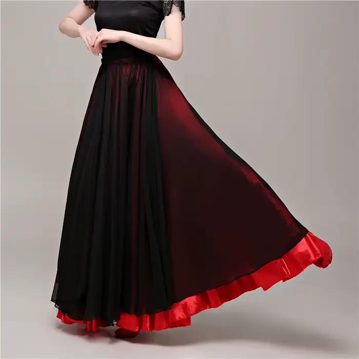 Jupes de danse flamenco pour femmes adultes, latine, tauromachie, espagnole, pratique de la danse, vêtements de performance, danse d'ouverture de scène