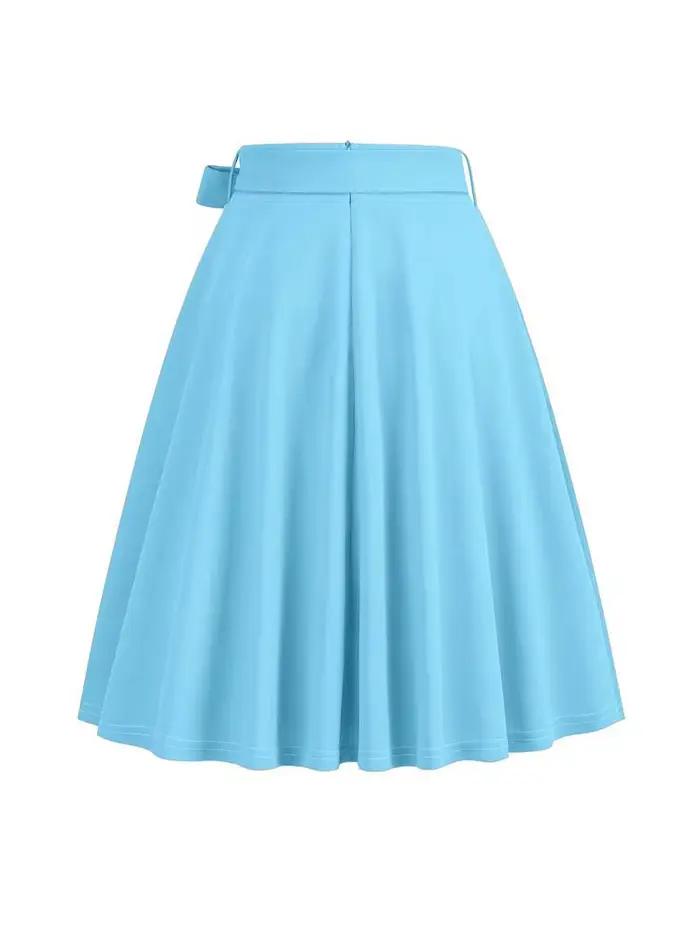 Jupe trapèze taille haute mi-longue pour femme