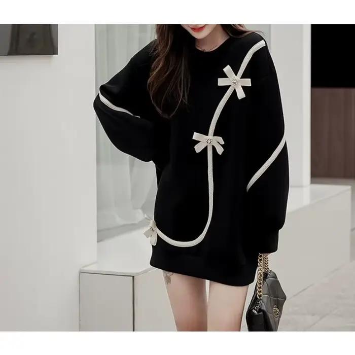 Jupe pull pour femme, longueur moyenne et longue, robe ample printemps-automne